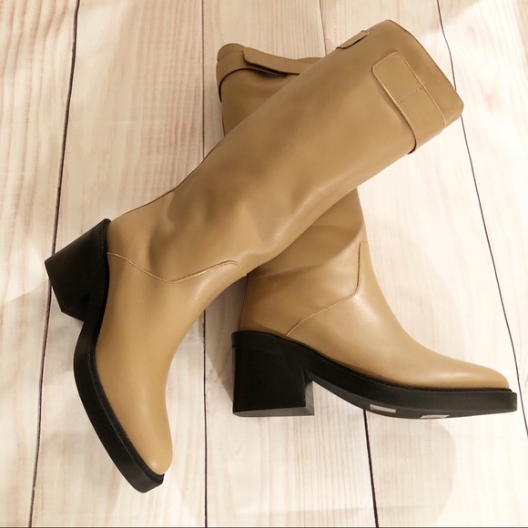 🆕{Helmut Lang} Slouch Leather Block Heel Boot - Picture 4 of 13